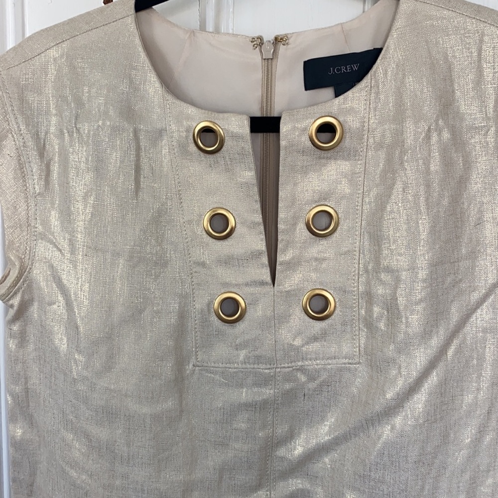 J. Crew  gold dress with grommets and pockets size 2 - Picture 2 of 4